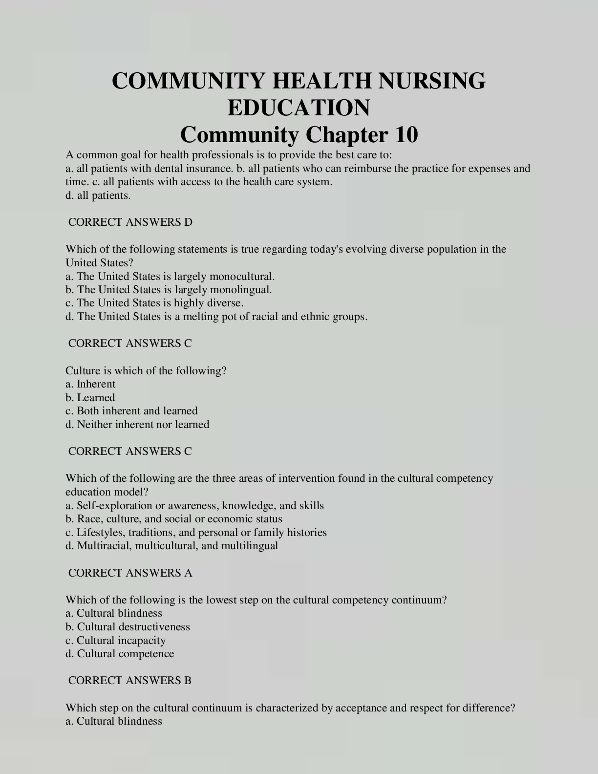 Preview of COMMUNITY HEALTH NURSING EDUCATION Community Chapter 10